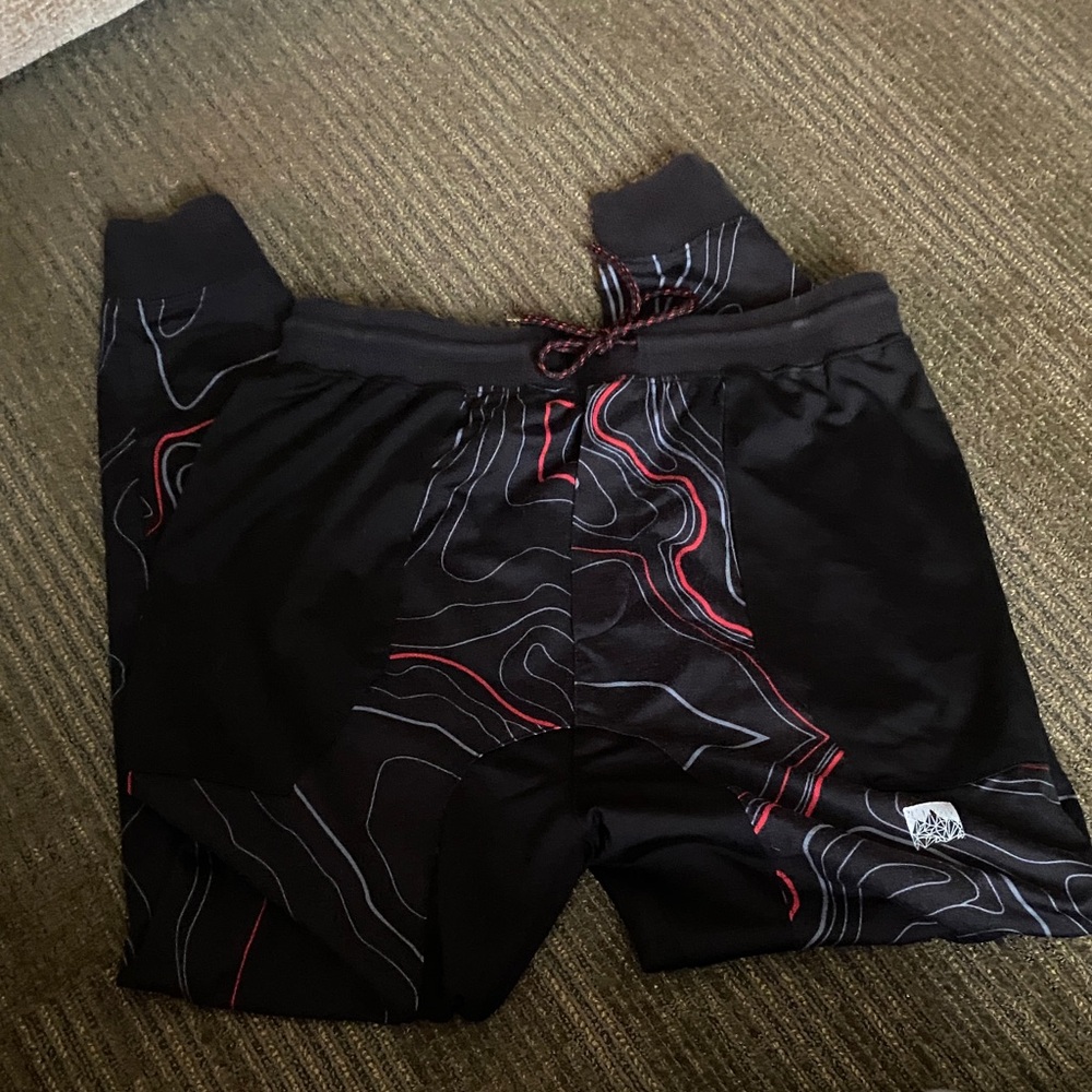 Men's Stretchy Black and Red Joggers